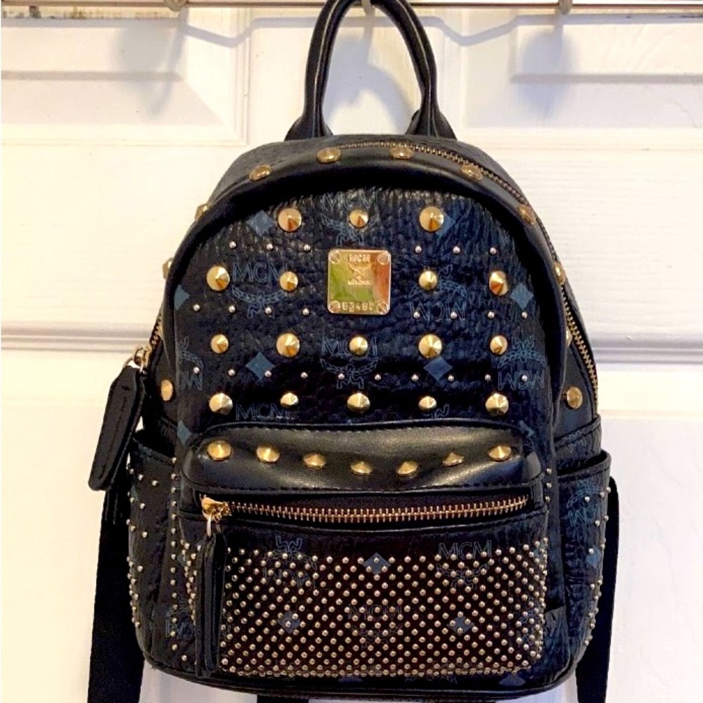Authentic Mcm Black Studded Mini-Back Pack - image 1